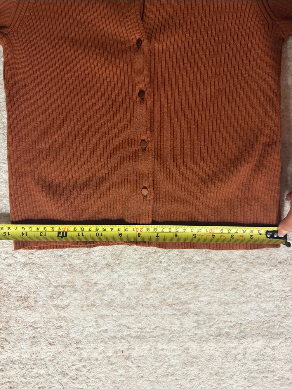 Sezane Ribbed Cropped Cardigan in Rust - Picture 12 of 12